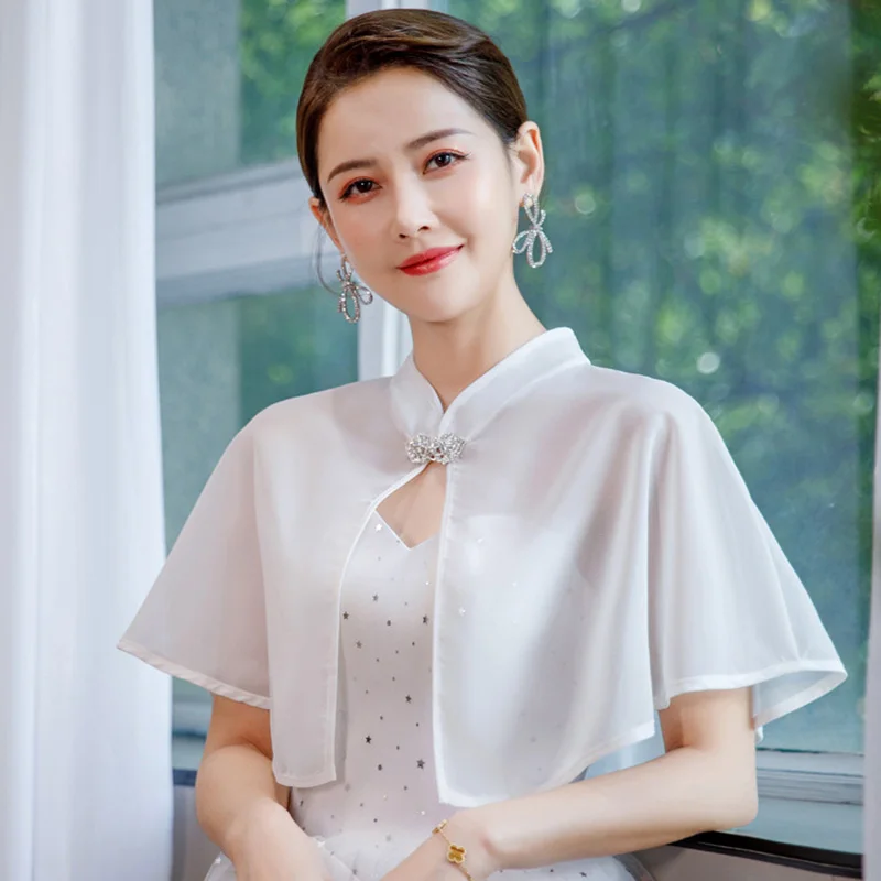 Korean Solid Chiffon Sunscreen Shawl Summer Sun Protection Clothing Wedding Dress Rhinestone Buckle Womens Cape Blouse Cloak 20
Korean Solid Chiffon Sunscreen Shawl Summer Sun Protection Clothing Wedding Dress Rhinestone Buckle Womens Cape Blouse Cloak 20