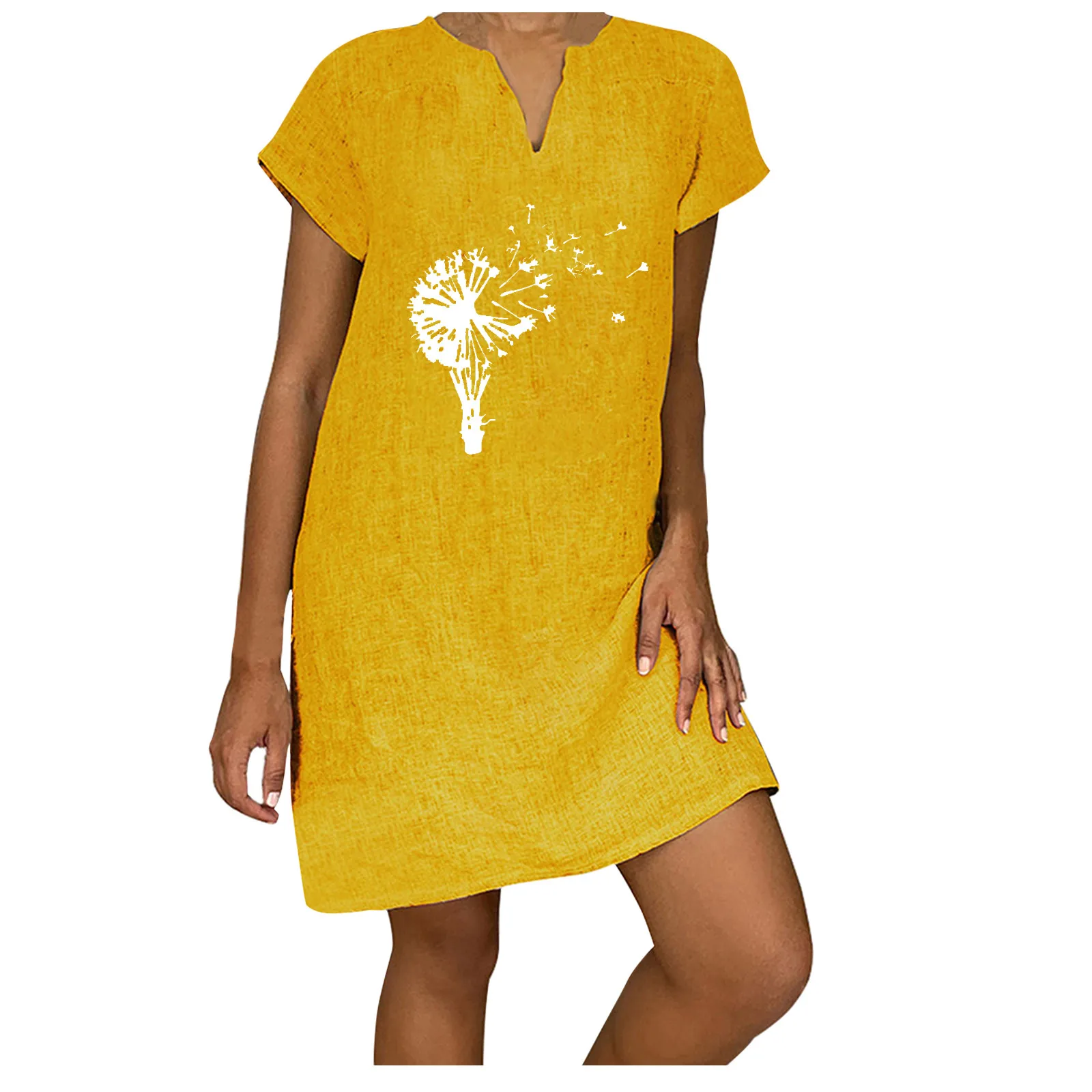 Платье-мини Женское с коротким рукавом, V-образным вырезом и принтом
Платье-мини Женское с коротким рукавом, V-образным вырезом и принтом