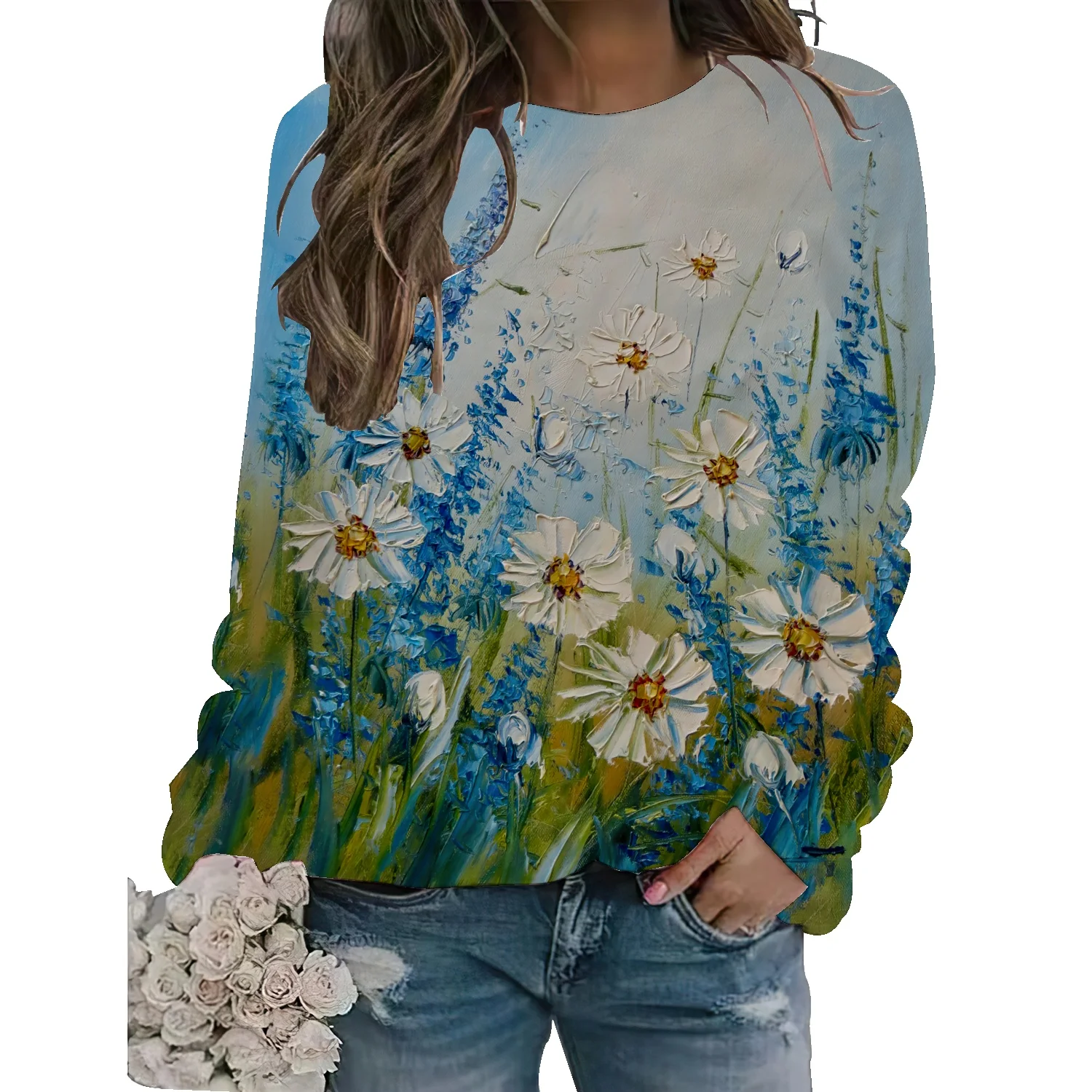 New o-neck flower painting printing long-sleeved sweater women's butterfly 3D casual all-match coat pullovers are mostly
New o-neck flower painting printing long-sleeved sweater women's butterfly 3D casual all-match coat pullovers are mostly
