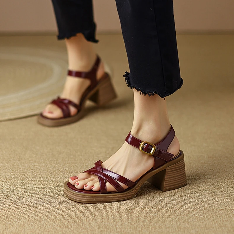 NEW Summer Woman Sandals Split Leather Shoes Women Solid High Heels Chunky Heel Sandals Women Narrow Band Shoes Platform Sandals
NEW Summer Woman Sandals Split Leather Shoes Women Solid High Heels Chunky Heel Sandals Women Narrow Band Shoes Platform Sandals