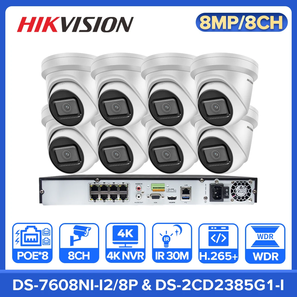 Hikvison 8MP CCTV Camera Kit 8CH 8 POE 4K NVR DS-7608NI-I2/8P DarkFighter IP Camera DS-2CD2385G1-I Surveillance Security System
Hikvison 8MP CCTV Camera Kit 8CH 8 POE 4K NVR DS-7608NI-I2/8P DarkFighter IP Camera DS-2CD2385G1-I Surveillance Security System