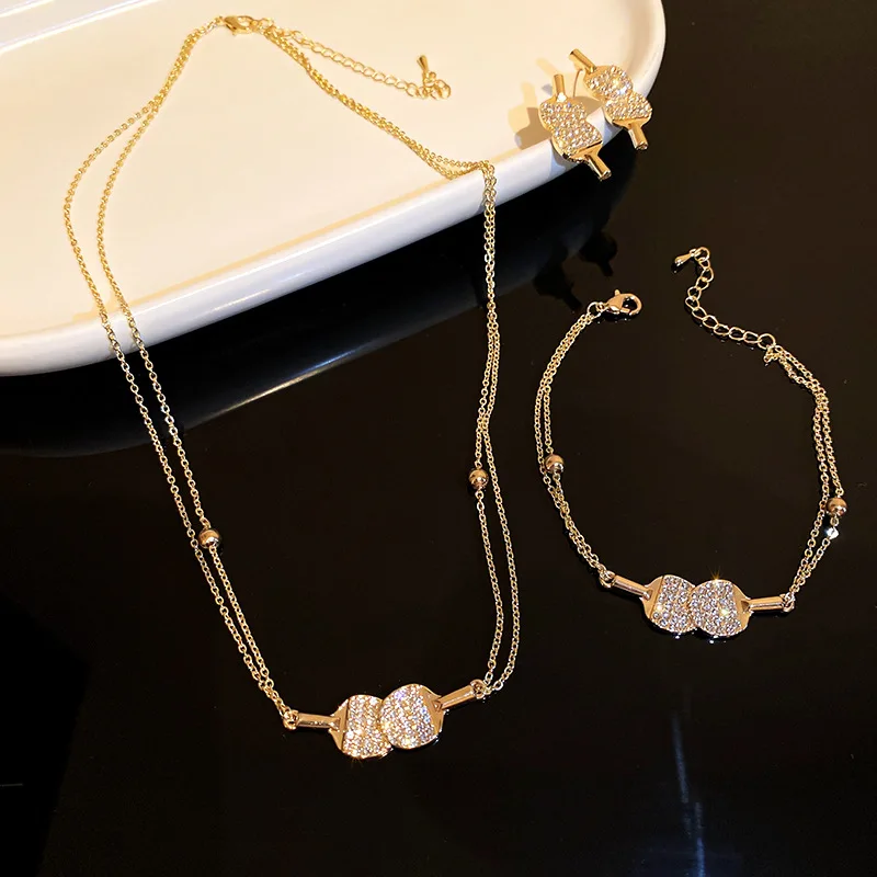 Table Tennis Racket Earrings Bracelet Necklace Set for Women Korean Fashion Jewelry Necklace Sets for Women Accessories for Girl
Table Tennis Racket Earrings Bracelet Necklace Set for Women Korean Fashion Jewelry Necklace Sets for Women Accessories for Girl