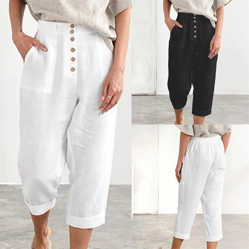Spring Summer Casual Breasted Patchwork Pockets Loose Solid Nine Points Pants Women White Oversized Wide Leg Trousers
Spring Summer Casual Breasted Patchwork Pockets Loose Solid Nine Points Pants Women White Oversized Wide Leg Trousers