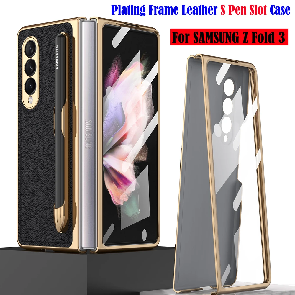 Front Glass Screen Film S Pen Slot Holder Case for Samsung Galaxy Z Fold 3 5G Case with S Pen Slot Plating Frame Leather Cover
Front Glass Screen Film S Pen Slot Holder Case for Samsung Galaxy Z Fold 3 5G Case with S Pen Slot Plating Frame Leather Cover