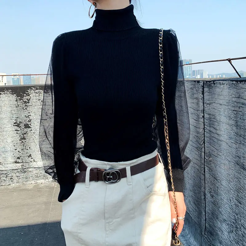 Women Korean Lace Mesh Patchwork Indie Pullover Knitwear 2021 Fall Winter New Long Sleeve Turtleneck Female Sweater Knitted Tops
Women Korean Lace Mesh Patchwork Indie Pullover Knitwear 2021 Fall Winter New Long Sleeve Turtleneck Female Sweater Knitted Tops