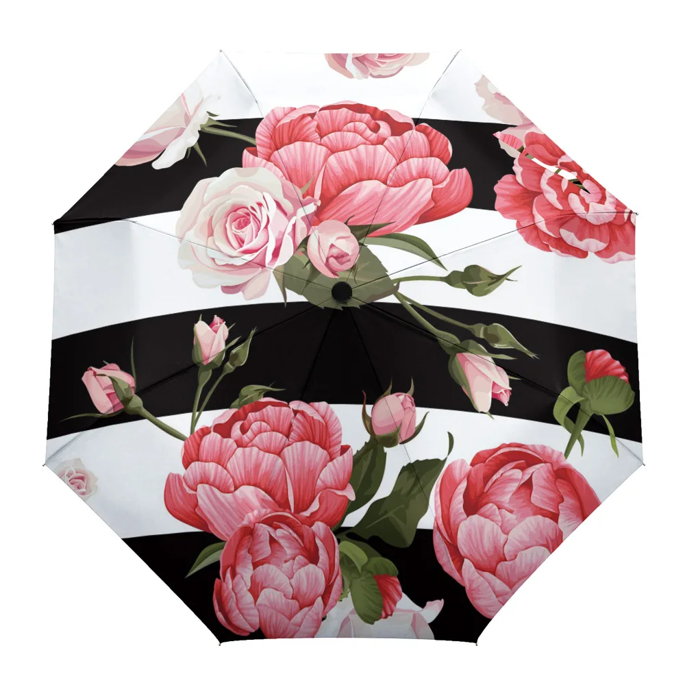 Peony Rose Flower Pink Stripes Fully-automatic Umbrella for Outdoor Kids Adults Printed Umbrella Foldable Eight Strand Umbrella
Peony Rose Flower Pink Stripes Fully-automatic Umbrella for Outdoor Kids Adults Printed Umbrella Foldable Eight Strand Umbrella