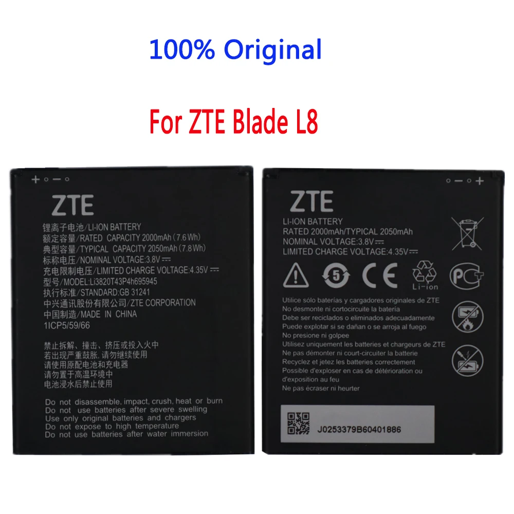 100% New Original For ZTE Blade L8 Battery Li3820T43P4h695945 2050mAh For ZTE Blade A3 2019 Batteries High Quality
100% New Original For ZTE Blade L8 Battery Li3820T43P4h695945 2050mAh For ZTE Blade A3 2019 Batteries High Quality