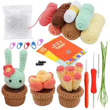 Knit Kits Crochet Kit for Beginners Multicolored Yarn DIY Knitting Supplies Cactus Crochet Kit Crochet Starter Kit