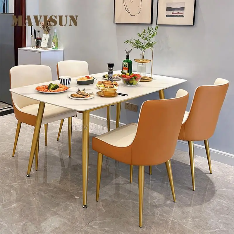 Simple Marble Dining Table With 4 Dining Chairs Set Living Room Furniture Dining Table Chair Set Rectangle 140*80*75 Cm
Simple Marble Dining Table With 4 Dining Chairs Set Living Room Furniture Dining Table Chair Set Rectangle 140*80*75 Cm