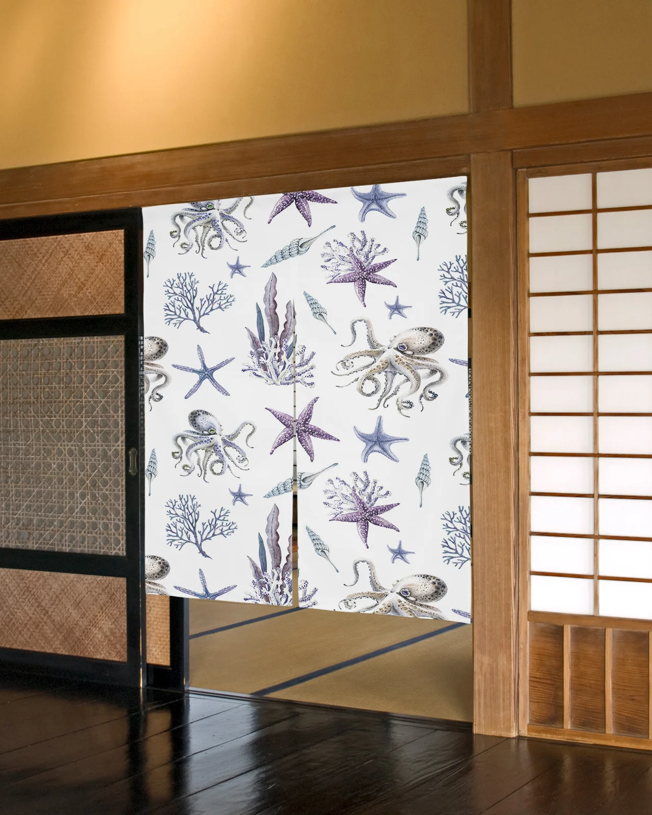 Ocean Watercolor Creatures Starfish Octopus Japanese Door Curtain Kitchen Partition Cafe Hanging Decorative Drapes Half-Curtain
Ocean Watercolor Creatures Starfish Octopus Japanese Door Curtain Kitchen Partition Cafe Hanging Decorative Drapes Half-Curtain