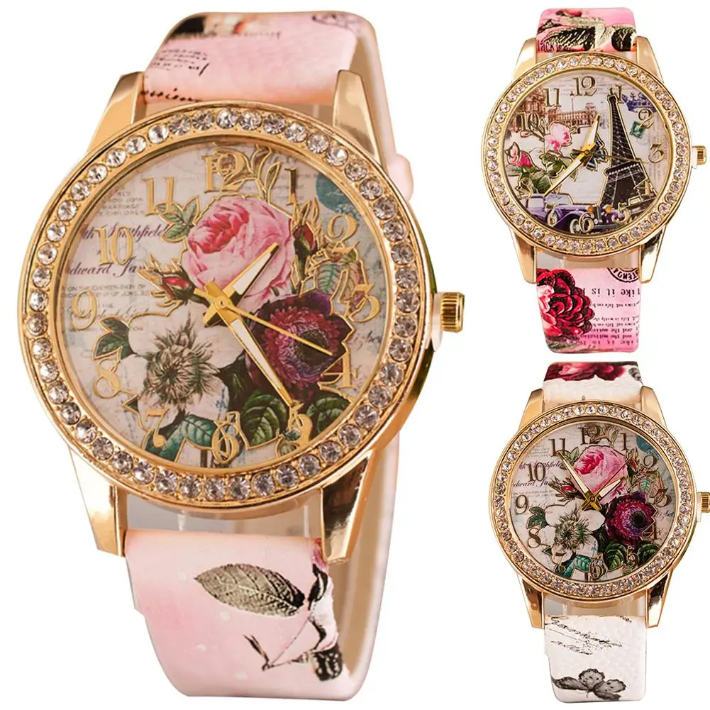 HOT SALES!!! Women Rhinestone Inlaid Flower Round Dial Faux Leather Band Quartz Wrist Watch Fashion Quartz Wrist Watch Women
HOT SALES!!! Women Rhinestone Inlaid Flower Round Dial Faux Leather Band Quartz Wrist Watch Fashion Quartz Wrist Watch Women
