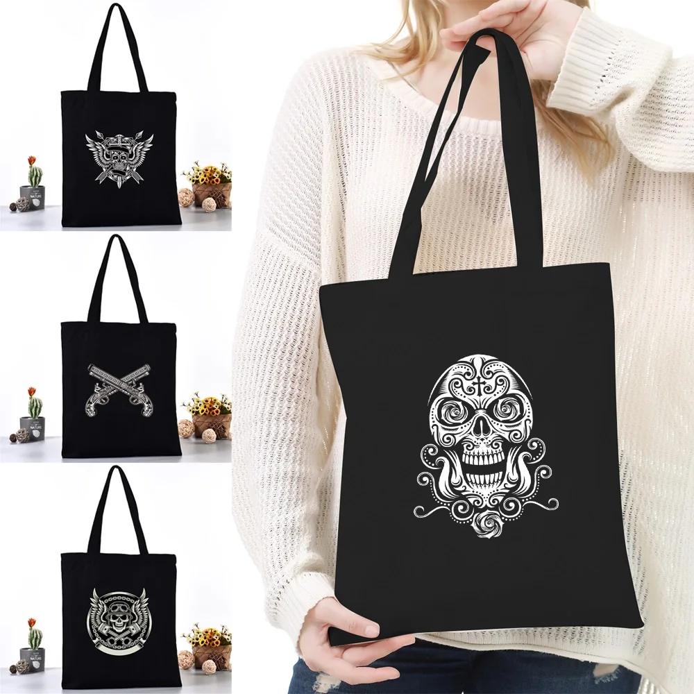 Women Canvas Shoulder Bag Reusable Shopping Bags Ladies Skull Printing Series Handbags Casual Tote Grocery Storage Bag for Girls
Women Canvas Shoulder Bag Reusable Shopping Bags Ladies Skull Printing Series Handbags Casual Tote Grocery Storage Bag for Girls