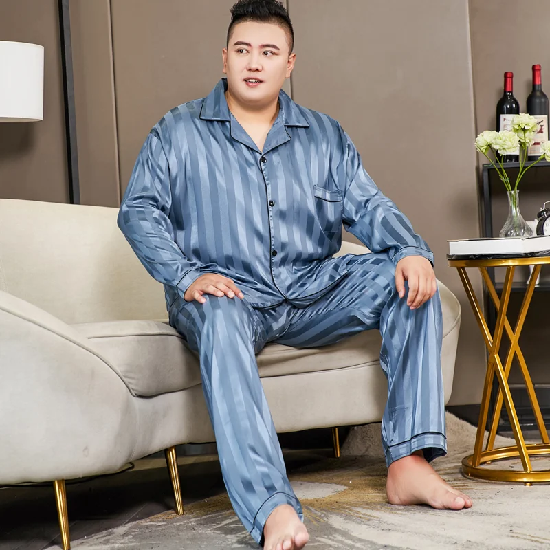 3XL-5XL Big Size 150KG Striped Satin Pajamas Set Men Autumn Spring Long Sleeve Blouse and Pants Slik Night Wears for Man Pijama
3XL-5XL Big Size 150KG Striped Satin Pajamas Set Men Autumn Spring Long Sleeve Blouse and Pants Slik Night Wears for Man Pijama