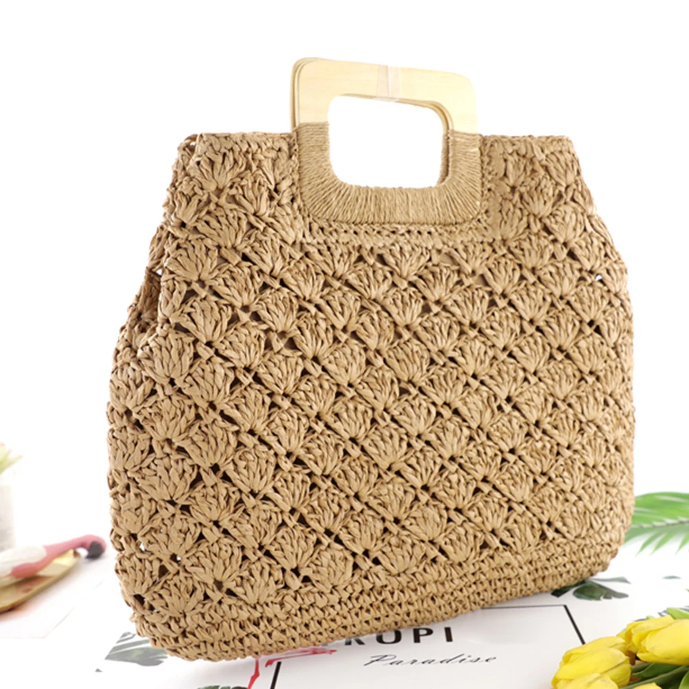 Summer Beach Straw Hand-woven Top-handle Bags for Women Large Capacity Solid Color Totes Shopping Bags Female Fashion Handbags
Summer Beach Straw Hand-woven Top-handle Bags for Women Large Capacity Solid Color Totes Shopping Bags Female Fashion Handbags