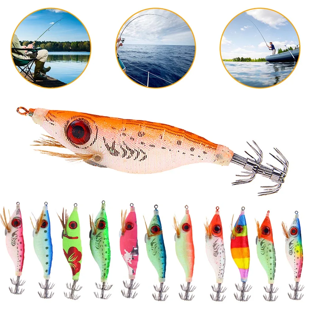 New Squid Fishing Lure Shrimp Jigs Artificial Luminous Octopus Lures 3D Eyes Prawn Tackle Cuttlefish Lifelike Fishing Tools
New Squid Fishing Lure Shrimp Jigs Artificial Luminous Octopus Lures 3D Eyes Prawn Tackle Cuttlefish Lifelike Fishing Tools