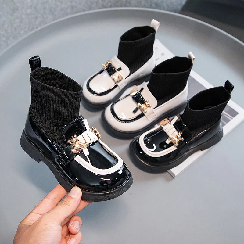 New Autumn & Winter Girls Socks Boots Non-slip Children's Patent Leatther Shoes Size 26-36
New Autumn & Winter Girls Socks Boots Non-slip Children's Patent Leatther Shoes Size 26-36