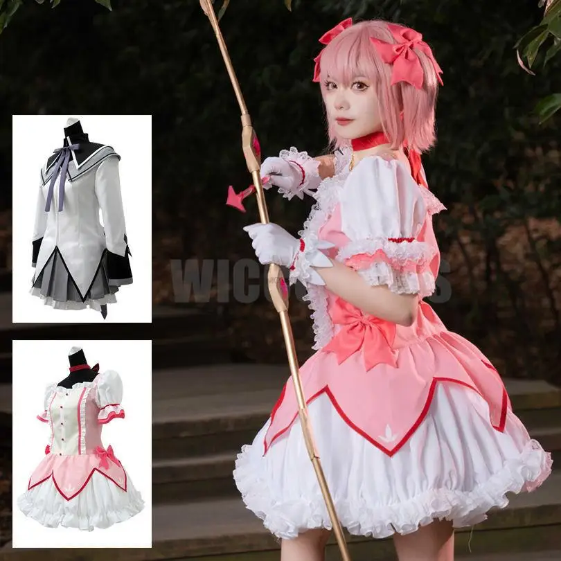 

Anime Magical Girl Puella Magi Madoka Magica Cosplay Costumes Akemi Homura Kaname Halloween Costumes for Women Lolita Dress