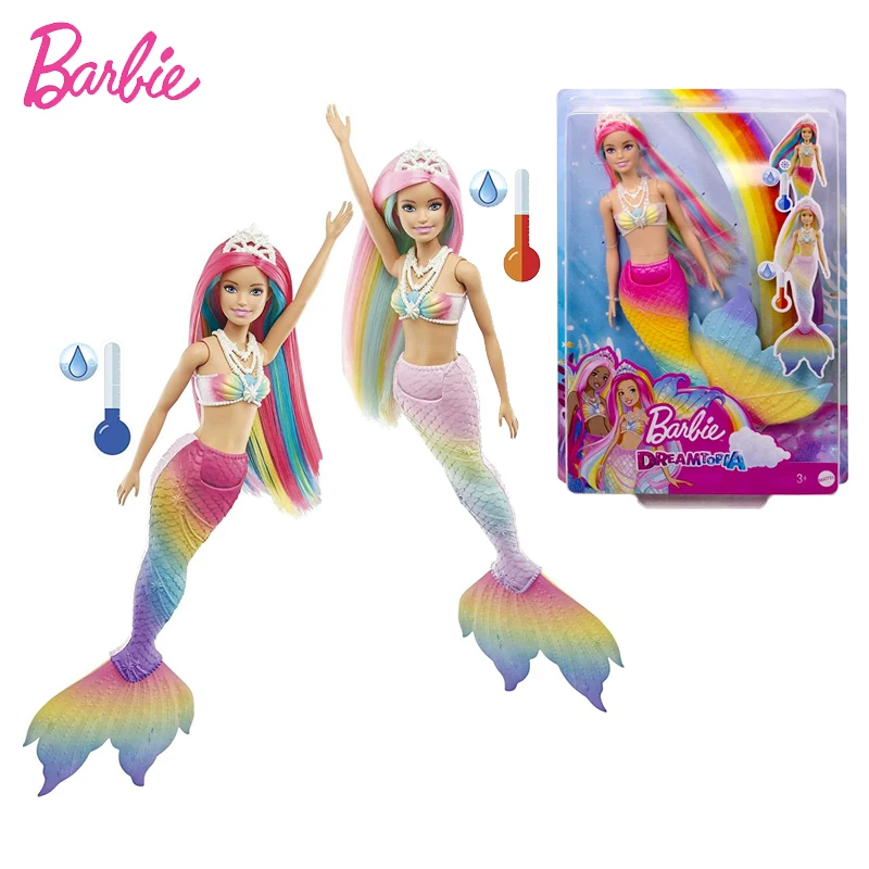 Оригинальная кукла Барби Dreamtopia Радужная Волшебная Русалка модные куклы с водной активацией и изменением цвета для девочек игрушки подарок ...
Оригинальная кукла Барби Dreamtopia Радужная Волшебная Русалка модные куклы с водной активацией и изменением цвета для девочек игрушки подарок ...