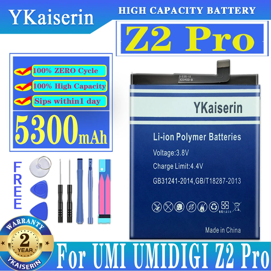 YKaiserin 5300mAh Z2 Pro Mobile Phone Batteries for UMI Umidigi Z2Pro Battery + Gift Tools + Stickers
YKaiserin 5300mAh Z2 Pro Mobile Phone Batteries for UMI Umidigi Z2Pro Battery + Gift Tools + Stickers