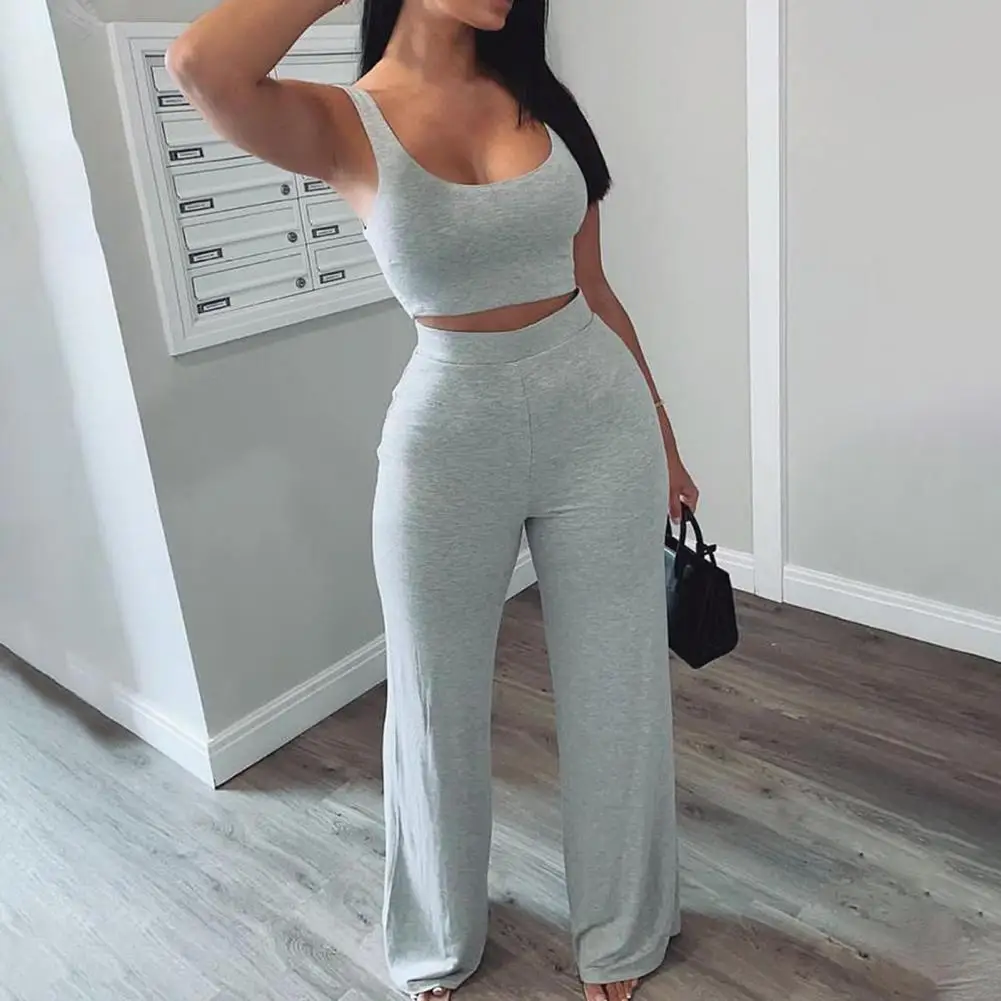 Casual Solid Color Ladies Slim Crop Top High Waist Pants Set Sporty Sling Tops Navel Exposed for Daily Life
Casual Solid Color Ladies Slim Crop Top High Waist Pants Set Sporty Sling Tops Navel Exposed for Daily Life