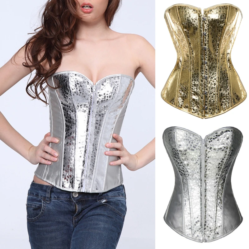 Silver Gold Corsets For Women Steampunk Gothic Corset Bustier With Zipper Vintage Style Corset Sleeveless Open Back Top Lingerie
Silver Gold Corsets For Women Steampunk Gothic Corset Bustier With Zipper Vintage Style Corset Sleeveless Open Back Top Lingerie