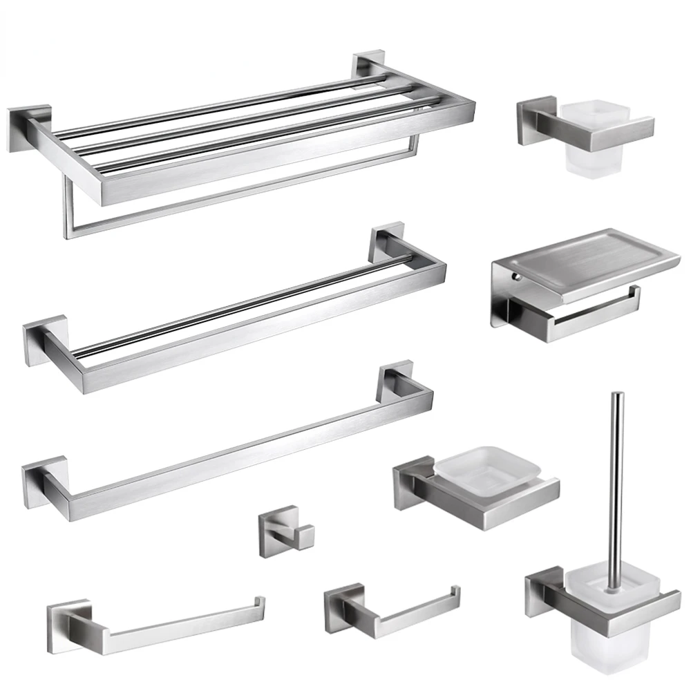 Bathroom Hardware Shelf Set Robe Hanger Brusehd WC Accessories Toilet Paper Holder Stainless Steel Wall Hook Towel Bar
Bathroom Hardware Shelf Set Robe Hanger Brusehd WC Accessories Toilet Paper Holder Stainless Steel Wall Hook Towel Bar