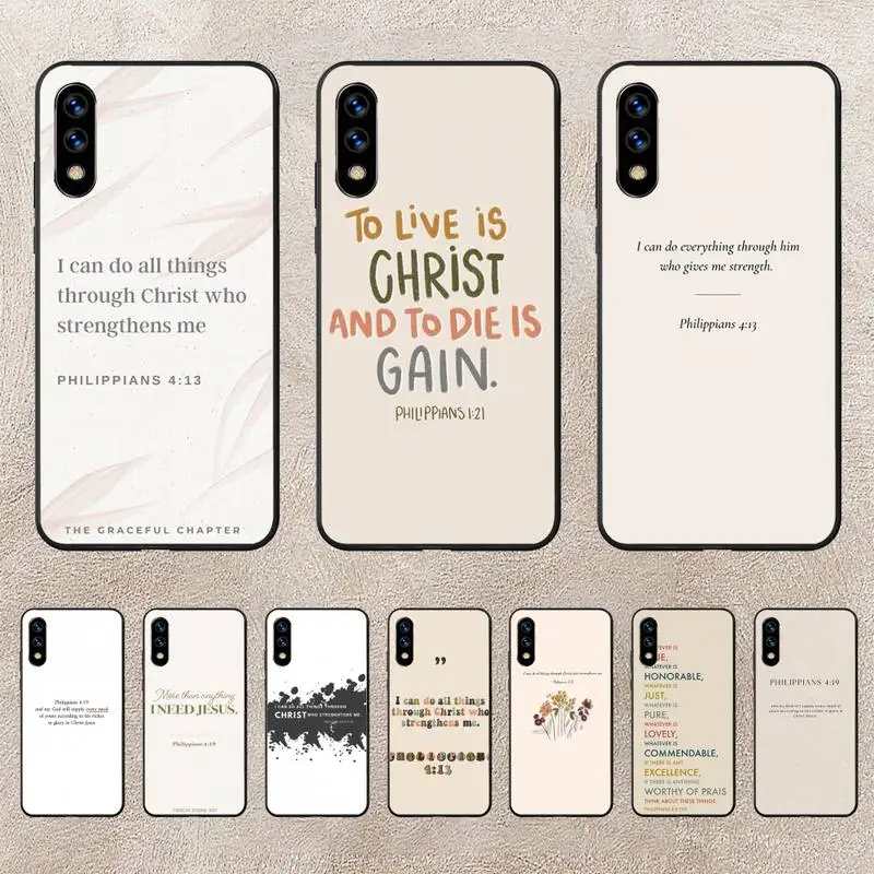 

Bible Verse Philippians Jesus Christ Christian Phone Case For Huawei G7 G8 P7 P8 P9 P10 P20 P30 Lite Mini Pro P Smart Plus Cove