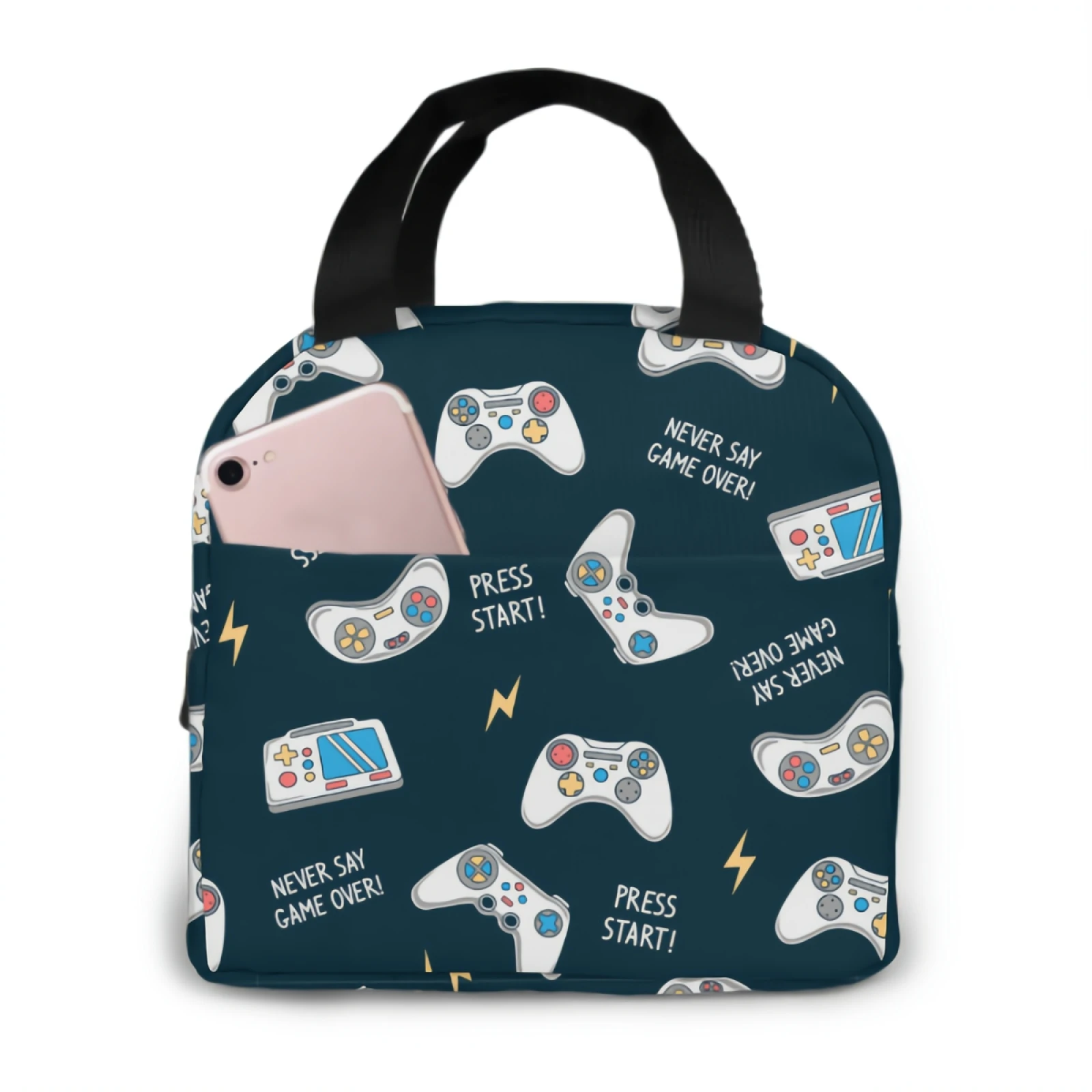 Joysticks Gamepad And Slogan Text Lunch Bag Adult Tote Bag Reusable Lunch Box Container For Women Men School Office Work
Joysticks Gamepad And Slogan Text Lunch Bag Adult Tote Bag Reusable Lunch Box Container For Women Men School Office Work