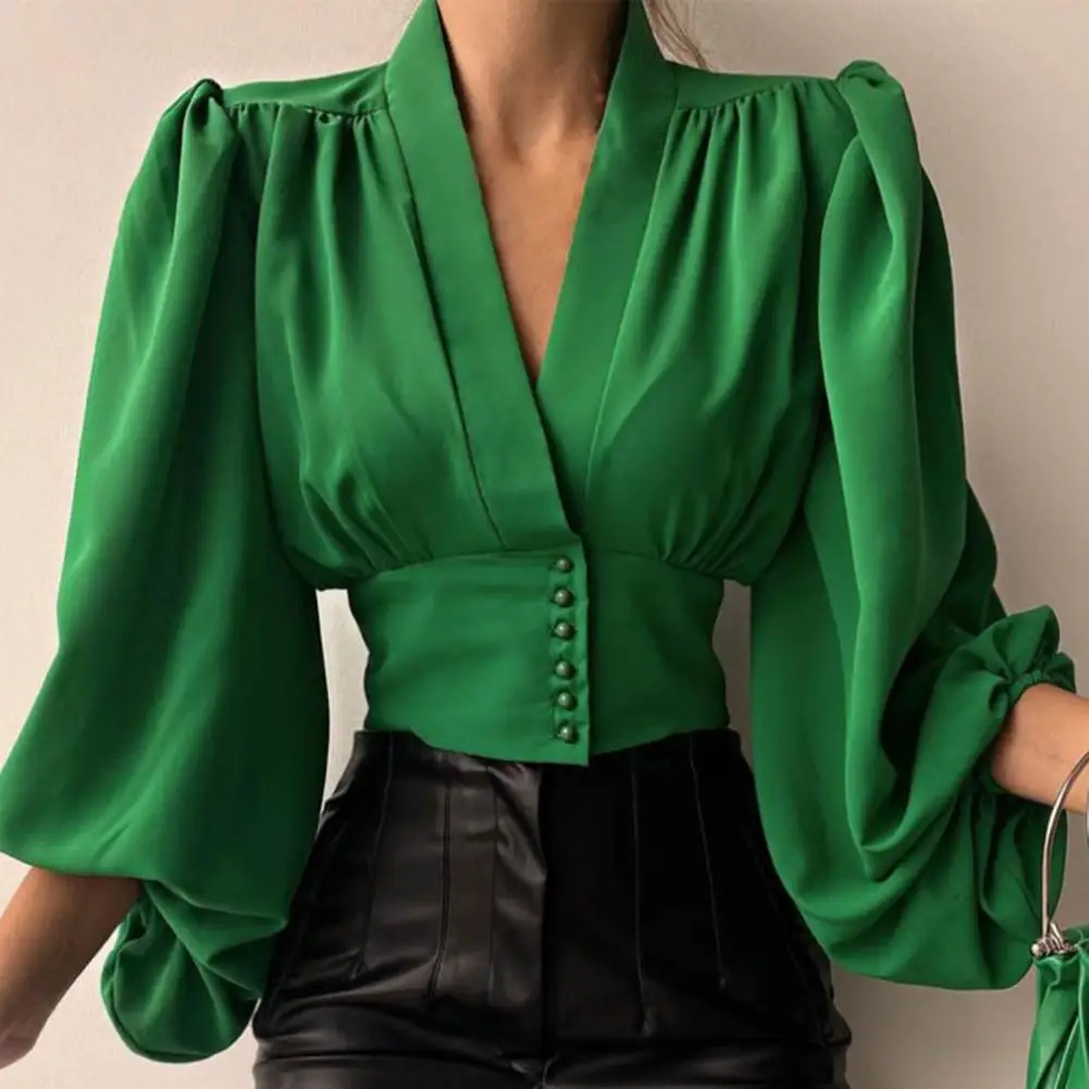 Women Shirt Buttons Placket Waist Tight Cropped Shirt Lantern Long Sleeve Flower Print Vintage Shirt Commute High Street Shirts
Women Shirt Buttons Placket Waist Tight Cropped Shirt Lantern Long Sleeve Flower Print Vintage Shirt Commute High Street Shirts