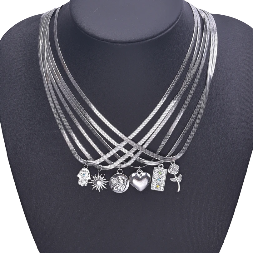 2023 New Heart Angel Fatima Hand Pendant Snake Chain Jewelry On The Neck Necklaces For Women Men Accessories Multistyle Jewelry
2023 New Heart Angel Fatima Hand Pendant Snake Chain Jewelry On The Neck Necklaces For Women Men Accessories Multistyle Jewelry