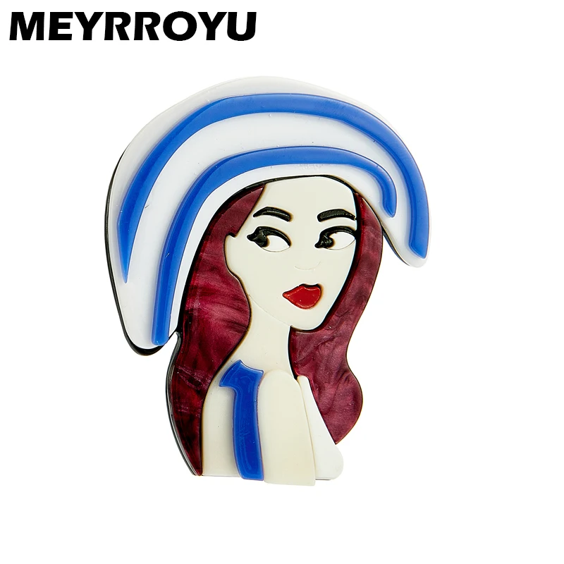 

MEYRROYU 2022 New Fashion Acrylic Blue Sailor Suit Brooch Ladies Exaggerated Cartoon Cute Badge Lapel Brooch Jewelry Gift