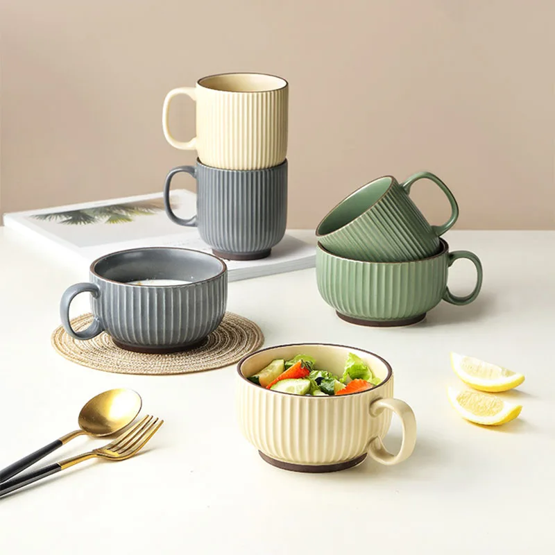 European romantic modern simple large capacity mug household ceramic drinking cup office oatmeal breakfast striped cup
European romantic modern simple large capacity mug household ceramic drinking cup office oatmeal breakfast striped cup