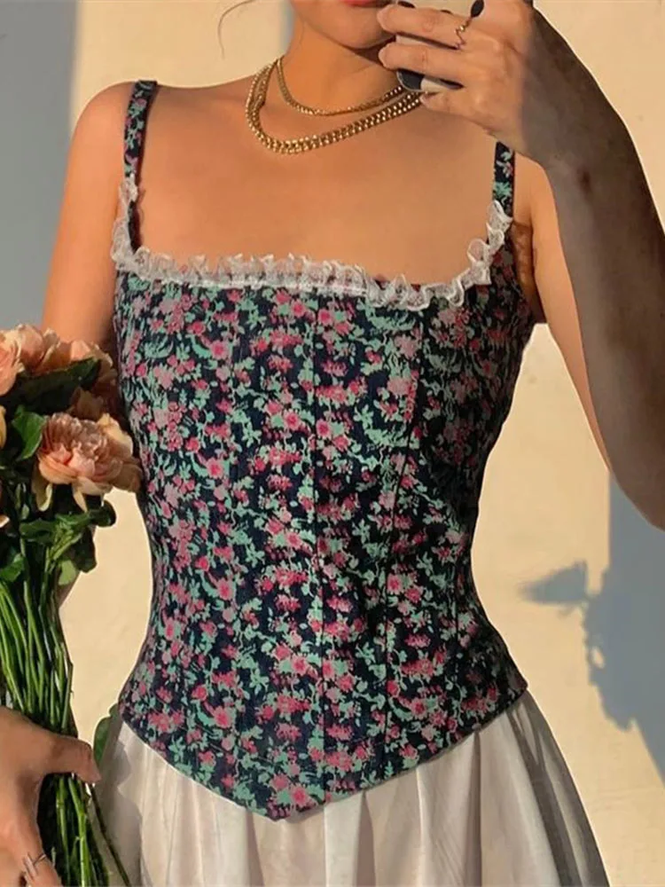 2022 Summer Crop Top Women Floral Print y2k Coast Corset Top Lace Patchwork Vest Fish Boning camis 90s Vintage Club Tank Fashion
2022 Summer Crop Top Women Floral Print y2k Coast Corset Top Lace Patchwork Vest Fish Boning camis 90s Vintage Club Tank Fashion