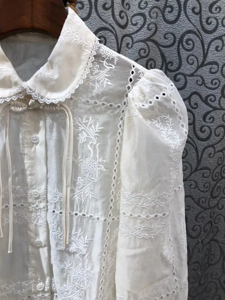 Женская белая блузка с отложным воротником, ажурная блузка с длинным рукавом и цветочной вышивкой с бахромой, Новинка осени 2022
Женская белая блузка с отложным воротником, ажурная блузка с длинным рукавом и цветочной вышивкой с бахромой, Новинка осени 2022