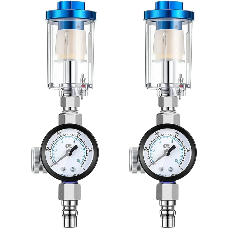 2 Sets Water Oil Separator Filter, 1/4 Inch Inlet and Outlet Air Compressor Filter Regulator with Pressure Regulator
2 Sets Water Oil Separator Filter, 1/4 Inch Inlet and Outlet Air Compressor Filter Regulator with Pressure Regulator
