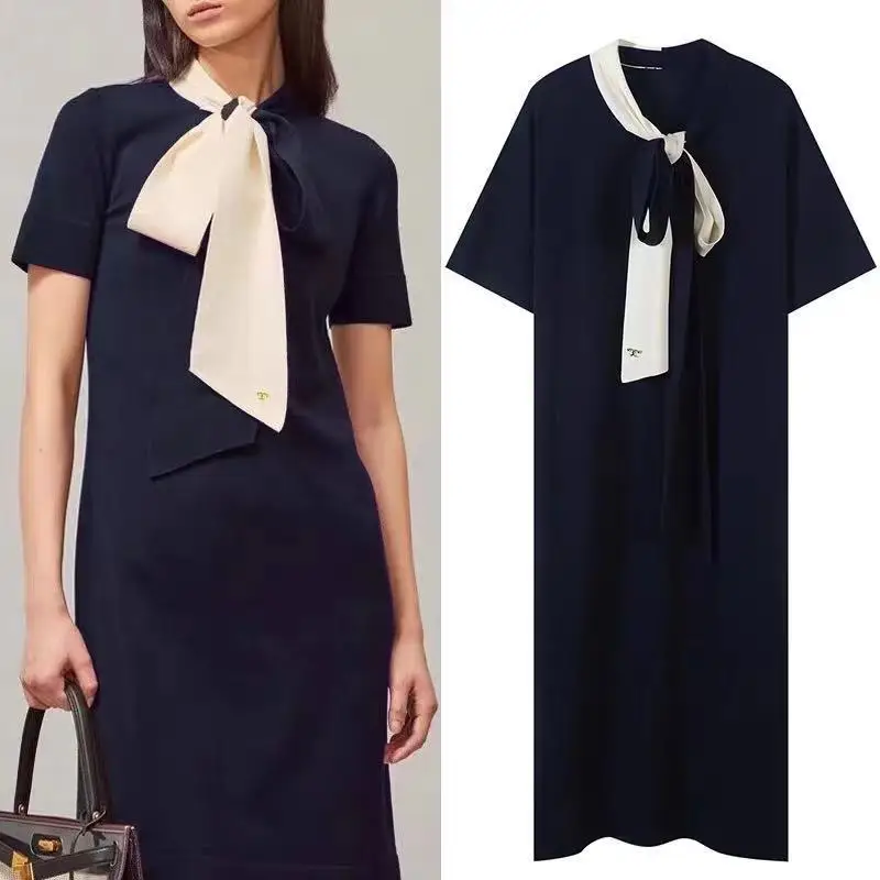 Women Bow Tie Color Contrast O-Neck Short Sleeve Sweet Spring Summer Mini Dress
Women Bow Tie Color Contrast O-Neck Short Sleeve Sweet Spring Summer Mini Dress