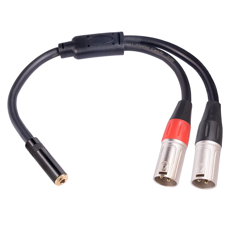

3.5mm Stereo Female Jack to Dual-XLR 3 Pin Male Plug Y Splitter OFC Aux Audio Cable 3.5mm to 3Pin XLR Y Microphone Cable