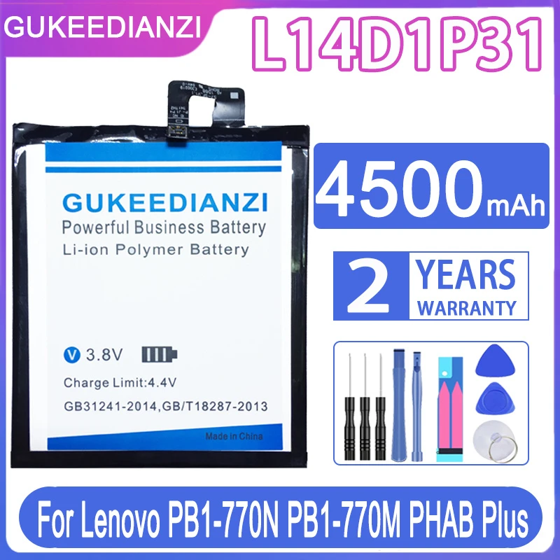 GUKEEDIANZI For Lenovo L14D1P31 4500mAh Battery For Lenovo PB1-770N PB1-770M PHAB Plus L14d1p31 New High Quality Battery + Tools
GUKEEDIANZI For Lenovo L14D1P31 4500mAh Battery For Lenovo PB1-770N PB1-770M PHAB Plus L14d1p31 New High Quality Battery + Tools