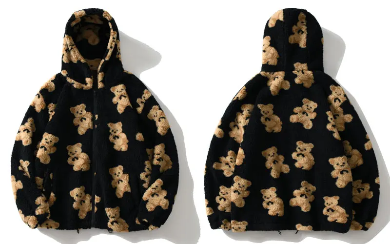 Hooded Jackets Streetwear Casual Harajuku Hip Hop Men Women Fashion Bear Print Full Zip Hooded Coat Tops Outwear
Hooded Jackets Streetwear Casual Harajuku Hip Hop Men Women Fashion Bear Print Full Zip Hooded Coat Tops Outwear