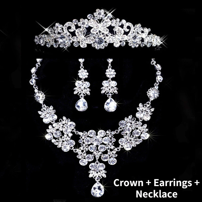 New Ladies Jewelry Set Bridal Jewelry Necklace Korean Style Jewelry Rhinestone Alloy Crown Necklace Earrings Three-piece Set
New Ladies Jewelry Set Bridal Jewelry Necklace Korean Style Jewelry Rhinestone Alloy Crown Necklace Earrings Three-piece Set