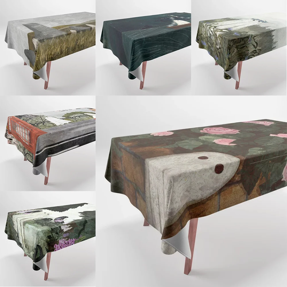 Скатерти серии Little Ghost, домашний декор, прямоугольная искусственная скатерть с защитой от загрязнений, скатерти, эстетика 
Скатерти серии Little Ghost, домашний декор, прямоугольная искусственная скатерть с защитой от загрязнений, скатерти, эстетика