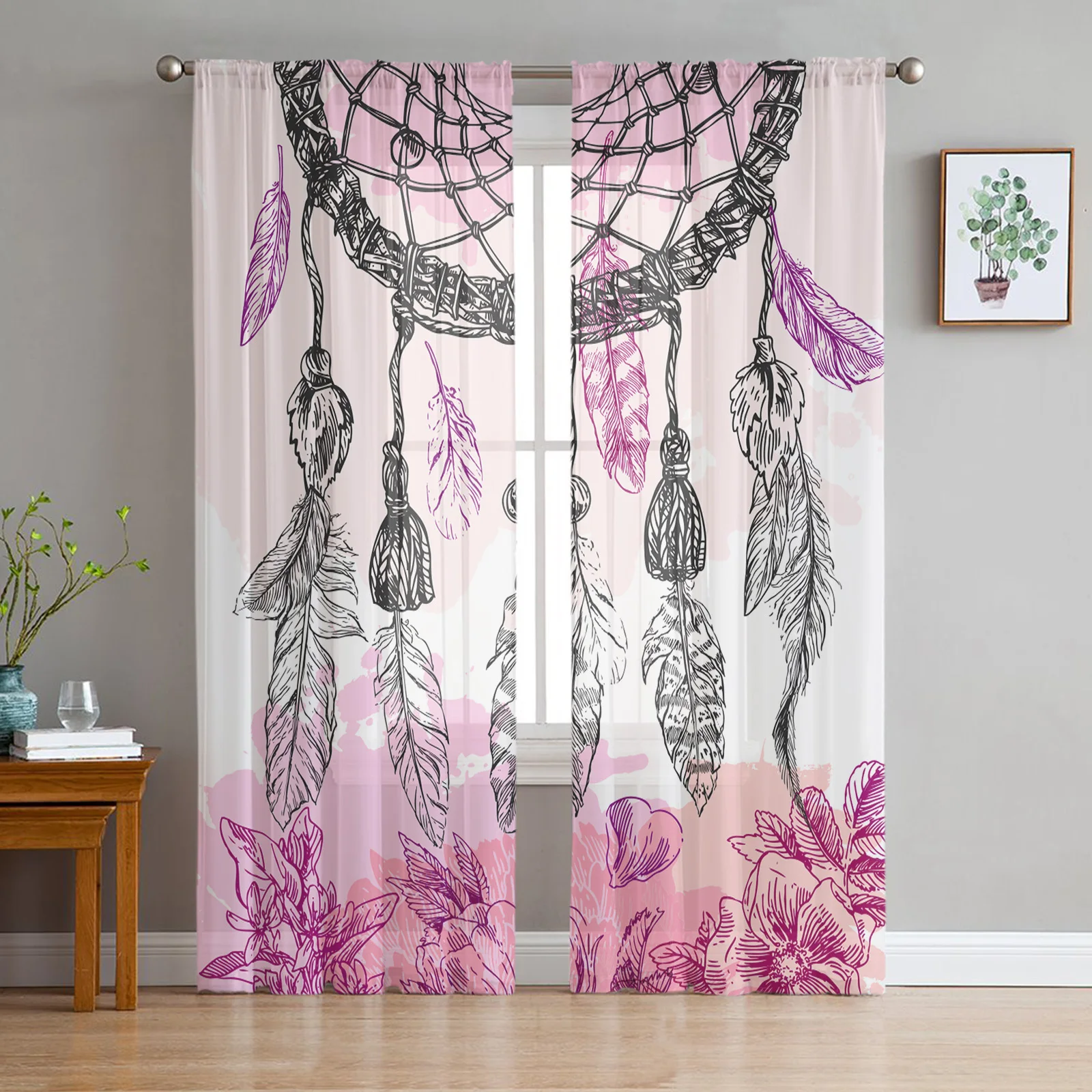 Pink Dream Catcher Circle Feather Chiffon Sheer Curtains for Living Room Bedroom Home Decor Window Voile Tulle Curtain Drapes
Pink Dream Catcher Circle Feather Chiffon Sheer Curtains for Living Room Bedroom Home Decor Window Voile Tulle Curtain Drapes