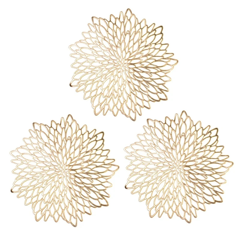 18PCS PVC Placemat for Dining Table Hollow Pad Coaster Pads Table Bowl Mats Gold
18PCS PVC Placemat for Dining Table Hollow Pad Coaster Pads Table Bowl Mats Gold