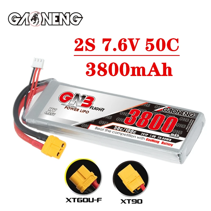 Upgraded GNB 2S 7.6V 3800mAh LiPo Battery For Remote Control Vehicle RC Model Boat Model Part 50C 7.6V Battery With XT60/XT90 
Upgraded GNB 2S 7.6V 3800mAh LiPo Battery For Remote Control Vehicle RC Model Boat Model Part 50C 7.6V Battery With XT60/XT90