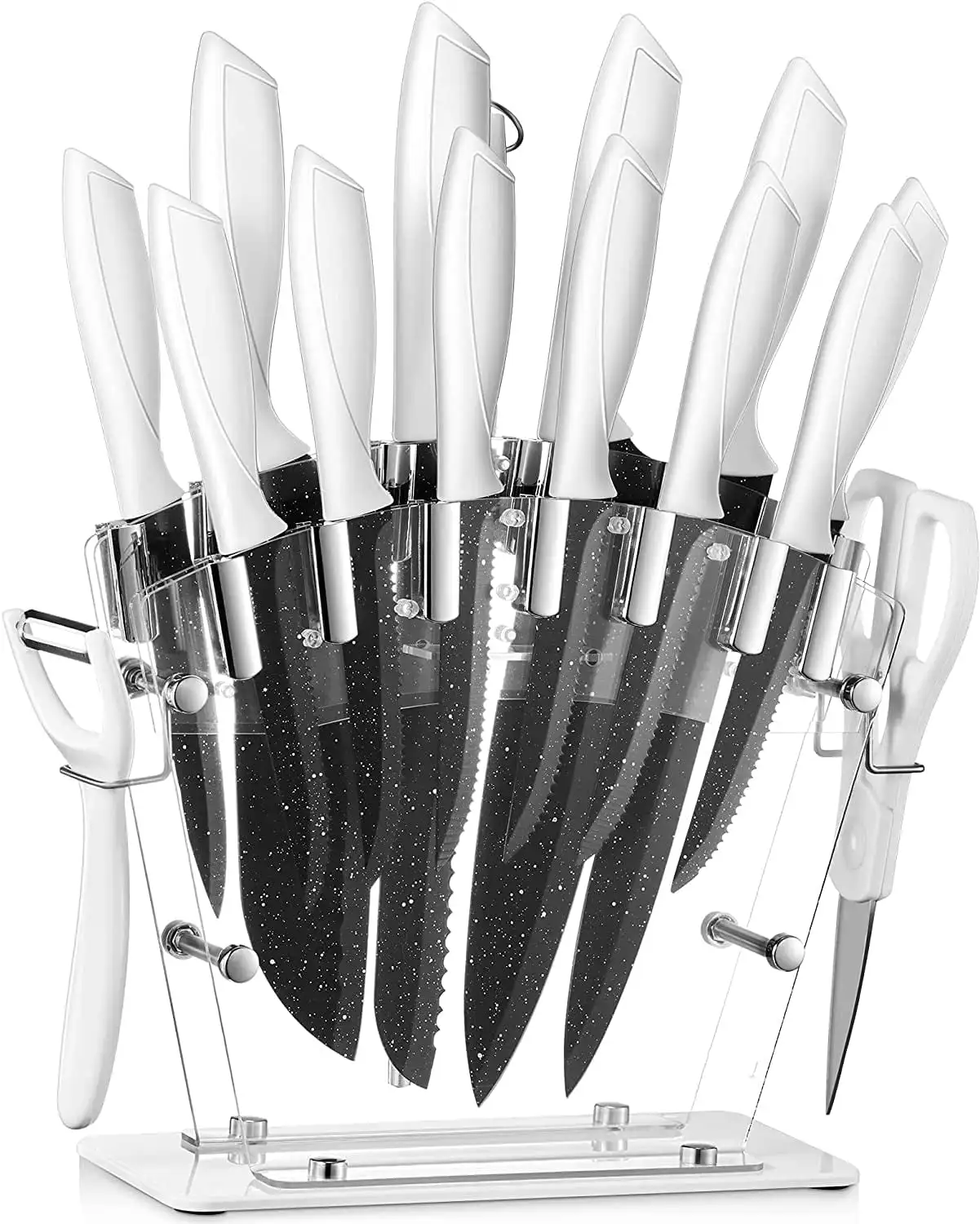 Knife Set, 16 PCS High Carbon Stainless Steel Kitchen Knife Set, Non-stick Coated Blade, No Rust, Cutlery White Knife Set with
Knife Set, 16 PCS High Carbon Stainless Steel Kitchen Knife Set, Non-stick Coated Blade, No Rust, Cutlery White Knife Set with