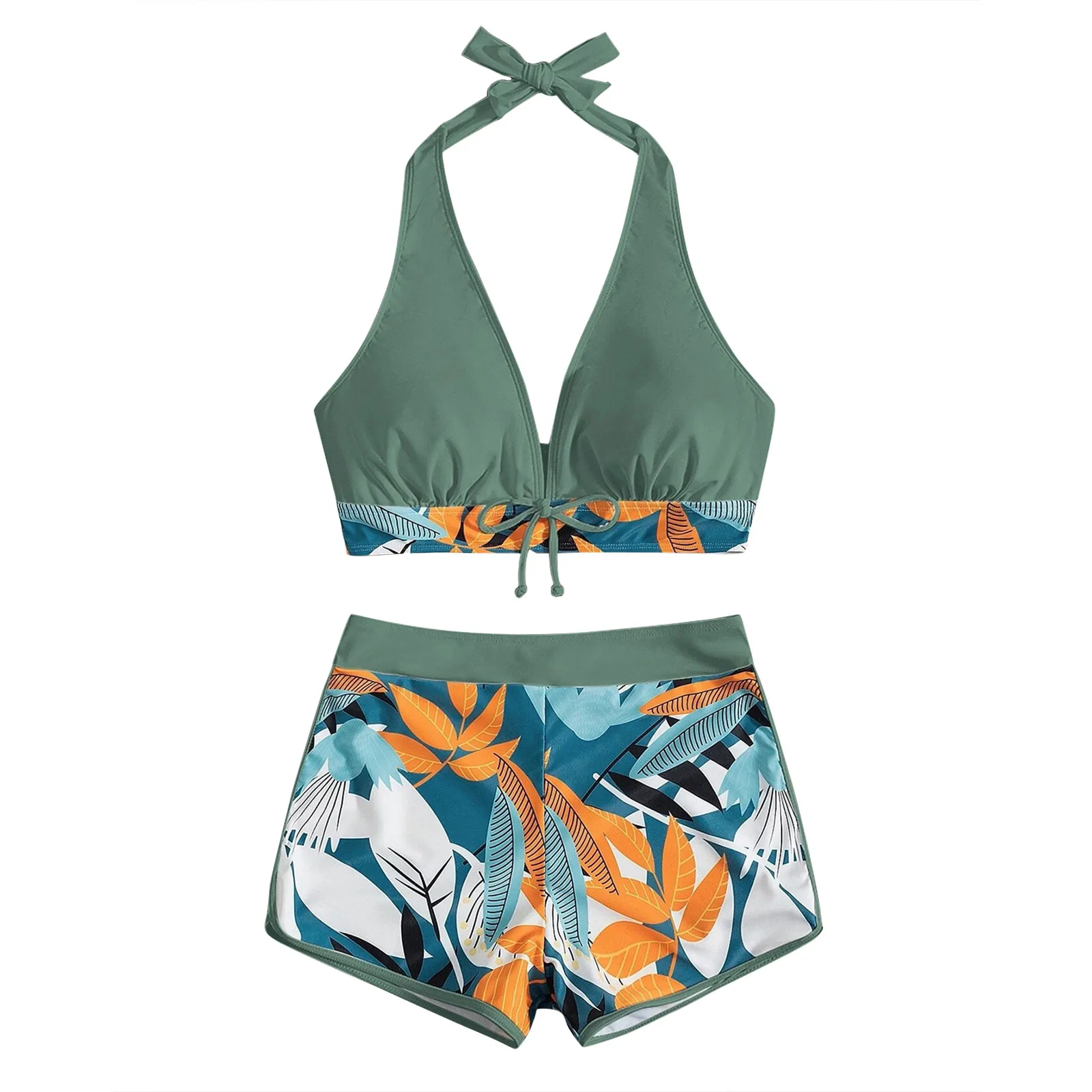 Fashion Women's High Waist Boxer Print Solid Color Patchwork Swimsuit Bikini купальники женские 수영복 여자 Traje baño mujer
Fashion Women's High Waist Boxer Print Solid Color Patchwork Swimsuit Bikini купальники женские 수영복 여자 Traje baño mujer