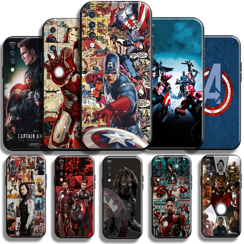 

Captain America Iron Man Winter Soldier For Samsung Galaxy A70 Phone Case Coque Back Carcasa Funda Shell Cover TPU Black