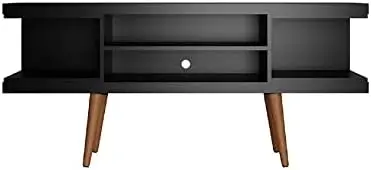 Collection Mid Century Modern TV Stand With Open 3 Open Shelves and Two Open Cubbies, White/Wood
Collection Mid Century Modern TV Stand With Open 3 Open Shelves and Two Open Cubbies, White/Wood