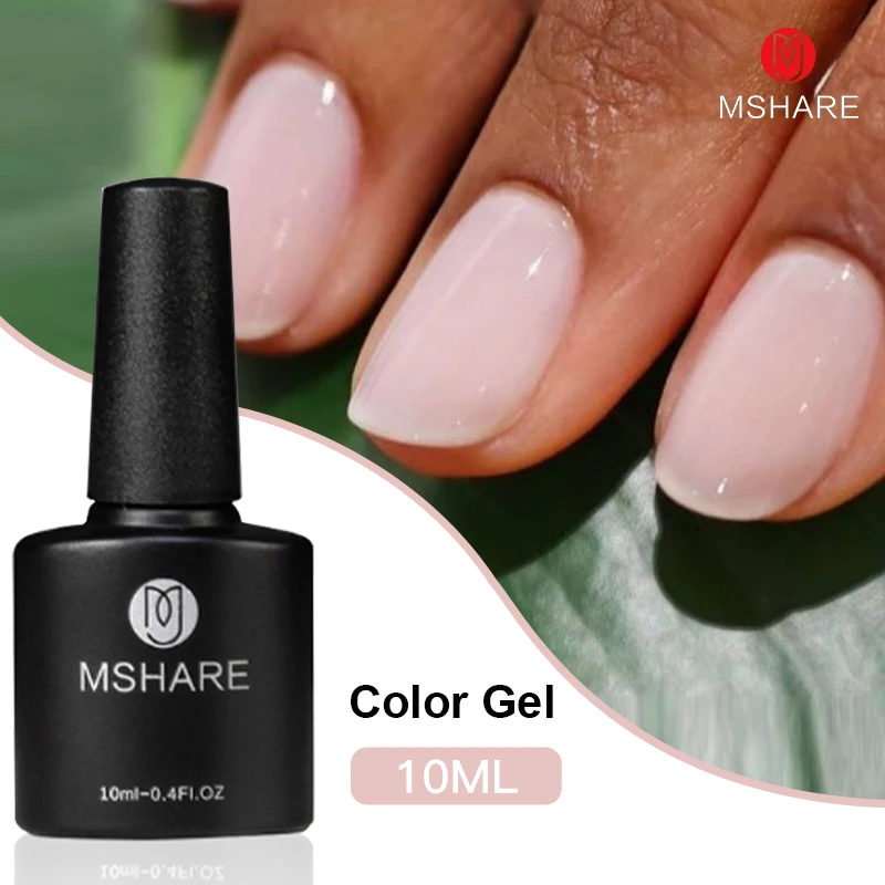 

MSHARE 10ML Milky Pink Nail Gel Polish Soak Off Gel Semi-permanent UV Nails White Rose Color Gel Varnish Nail Art