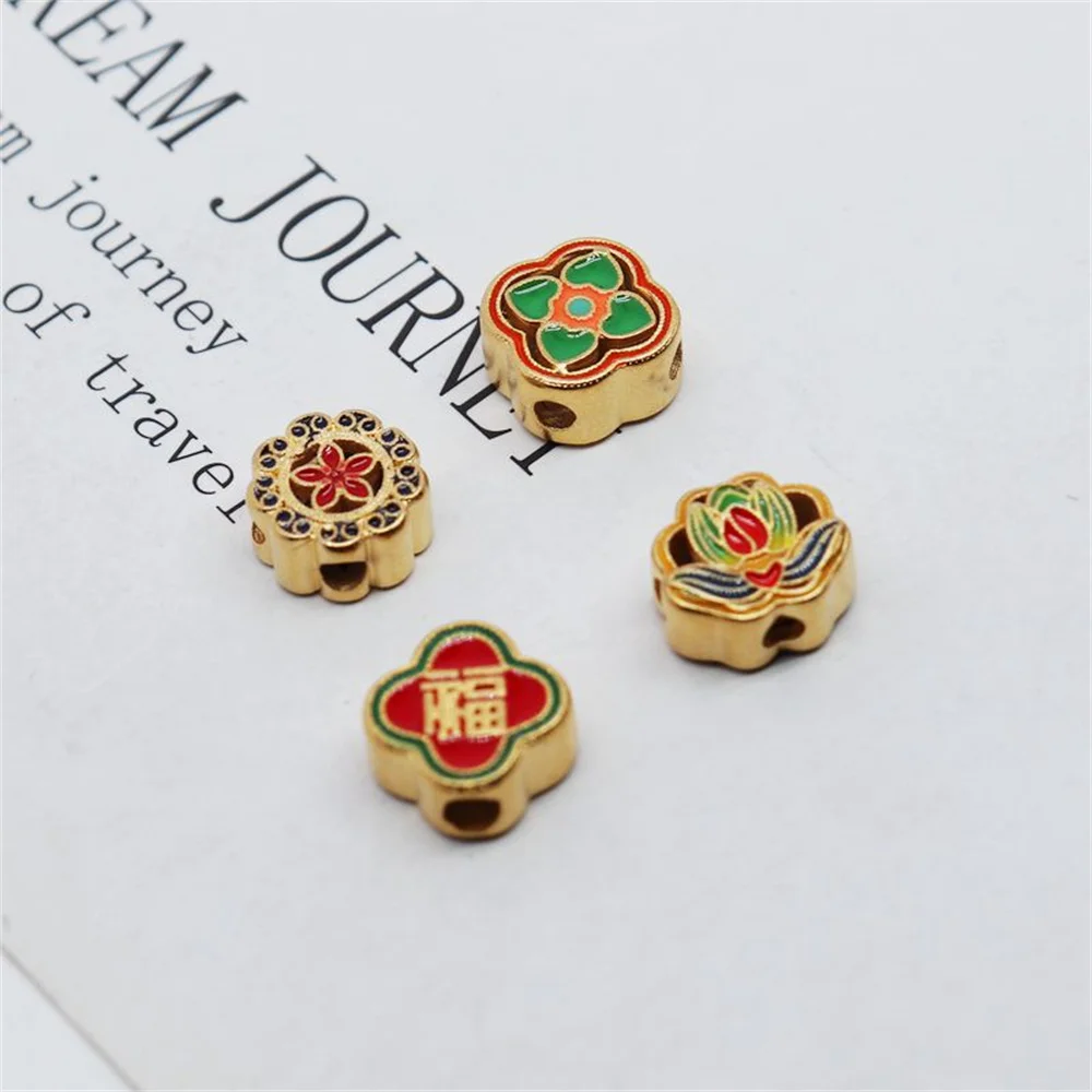 Copper plated sand gold strong drip oil through hole spacer beads handmade diy jewelry accessories red rope string material 
Copper plated sand gold strong drip oil through hole spacer beads handmade diy jewelry accessories red rope string material